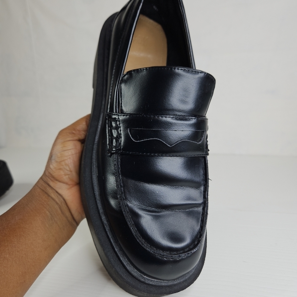 H&M Chunky Loafer Women Platform Loafer Luxury Patent Leather Casual Black Sz 38 - Picture 15 of 16